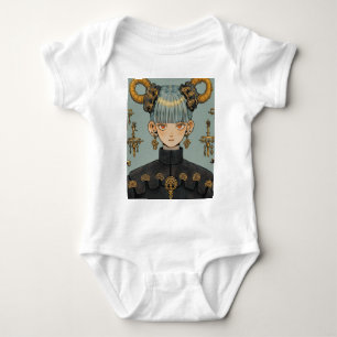 Verschönerte Steampunk-Fantasy-Animegirl Baby Strampler