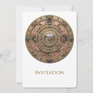 Verschönerte Steampunk-Zahnrad-Mandala aus Messing Einladung