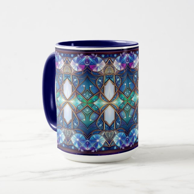 Verschönerter Buntglas-Muster-Becher Tasse (Vorderseite Links)