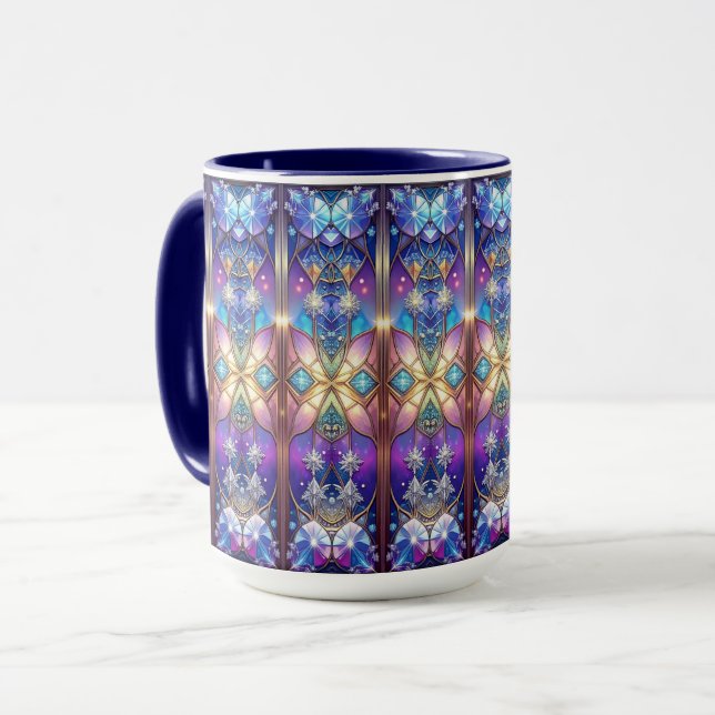Verschönerter Buntglas-Muster-Becher Tasse (Vorderseite Links)