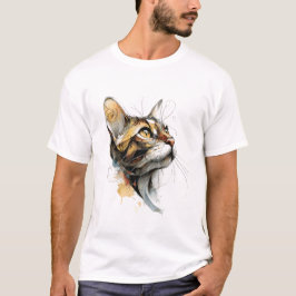 Verschönertes Bernsteinglas-Wasserfarben-Katzenges T-Shirt