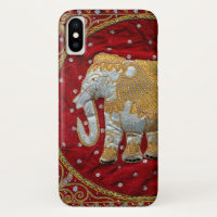 Verschönertes indischer Elefant-Rot und Gold