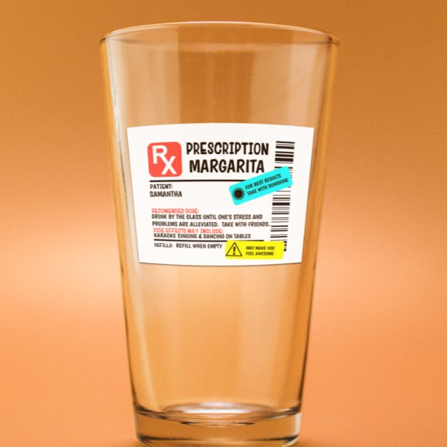 Verschreibung Margarita Funny Warning Label Glas (Von Creator hochgeladen)