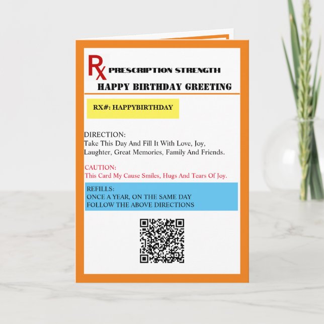Verschreibungspflicht Geburtstagskarte (Vorderseite)