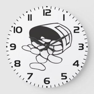 Verschüttete Bohnen Schwarz-Weiß-Umriss Große Wanduhr