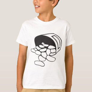 Verschüttete Bohnen Schwarz-Weiß-Umriss T-Shirt