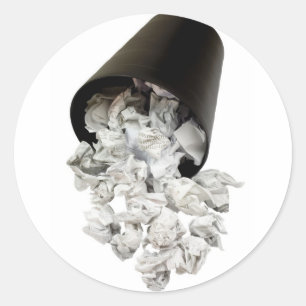 Verschütteter Papierkorb Runder Aufkleber