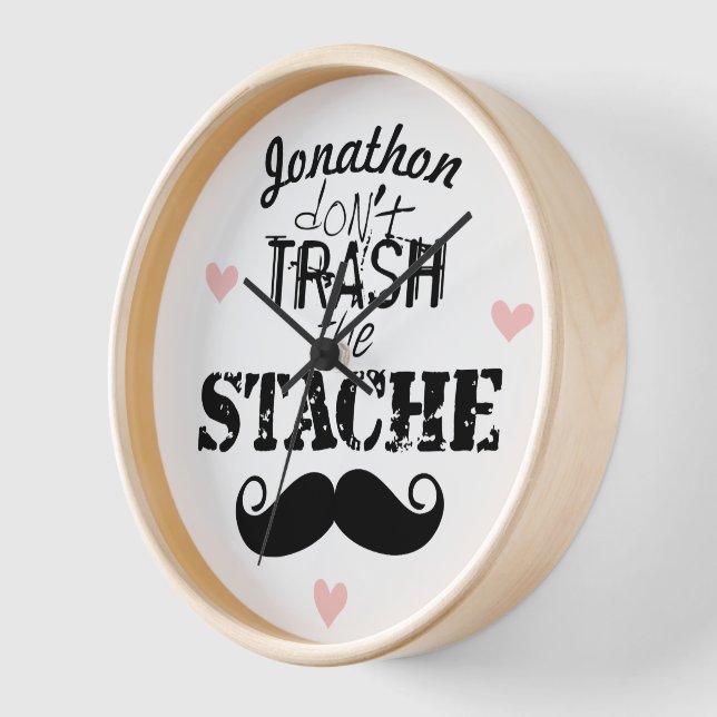 Verschwende nicht den Hipster Stache Mustache Retr Uhr (Winkel)