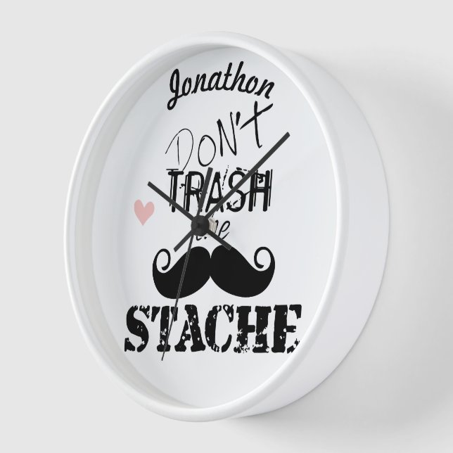 Verschwende nicht den Hipster Stache Mustache Retr Wanduhr (Winkel)