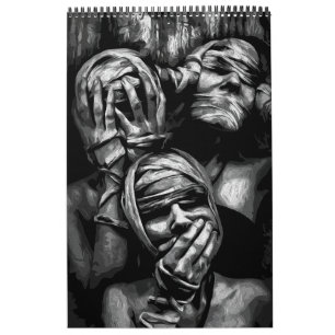 Verschwiegene Schatten: Abstrakte Gesichter Kalender