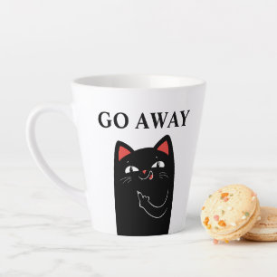 Verschwinde Mittelfinger Schwarze Katze Lustig Milchtasse