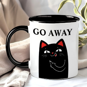 Verschwinde Mittelfinger Schwarze Katze Lustig Tasse