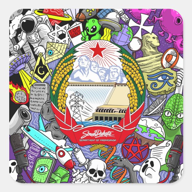 Verschwörungssticker Quadratischer Aufkleber (Vorderseite)