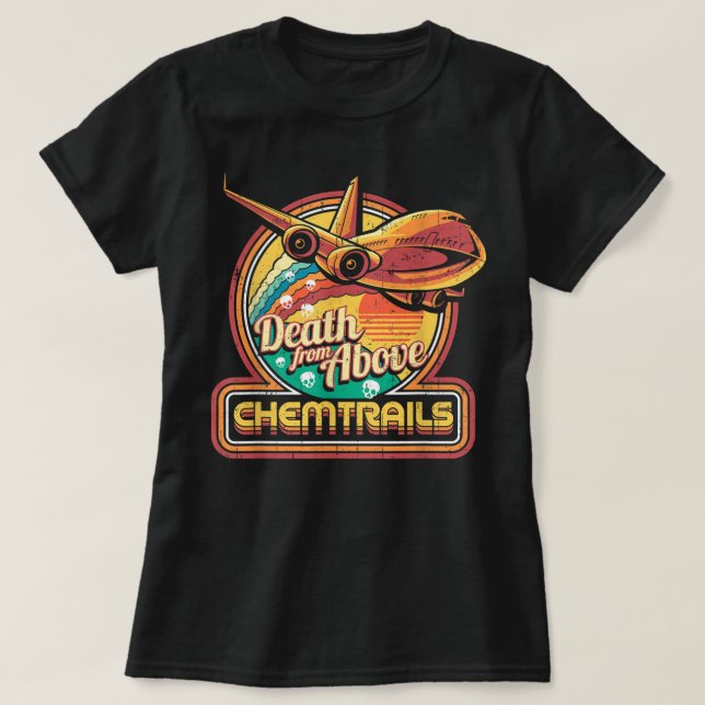 Verschwörungstheorie Chemtrails Jet Flugzeug Skull T-Shirt (Design vorne)