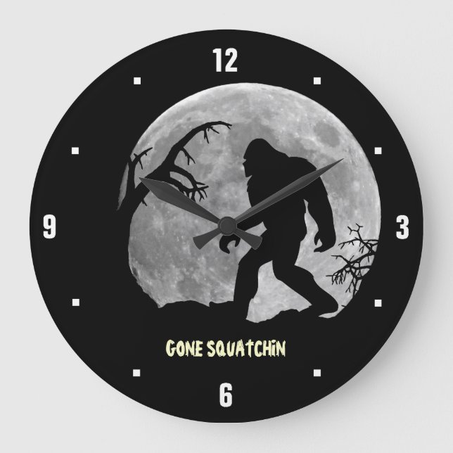 Verschwunden Squatchin mit Mond und Silhouette Große Wanduhr (Vorderseite)