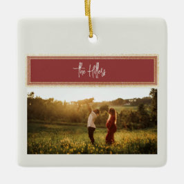 Versenden von Liebe Rot- und Goldfoto-Collage Keramikornament