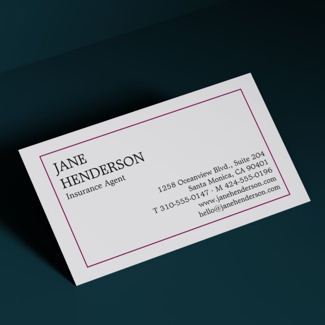Versicherung Agent Geschäfts Karte | Druckbares De (Insurance Agent Business Card)
