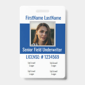 Versicherungs-Agent-Abzeichen-Front & Back Blue 4l Ausweis