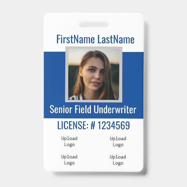 Versicherungs-Agent-Abzeichen-Front & Back Blue 4l Ausweis (Vorderseite)