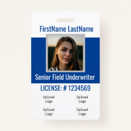 Versicherungs-Agent-Abzeichen-Front & Back Blue 4l Ausweis