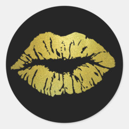 Versiegelt mit einem Kiss Gold Lip Print Round Sti Runder Aufkleber