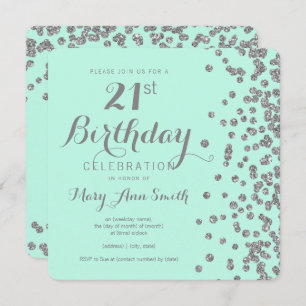 Versilbern Sie 21. Einladung