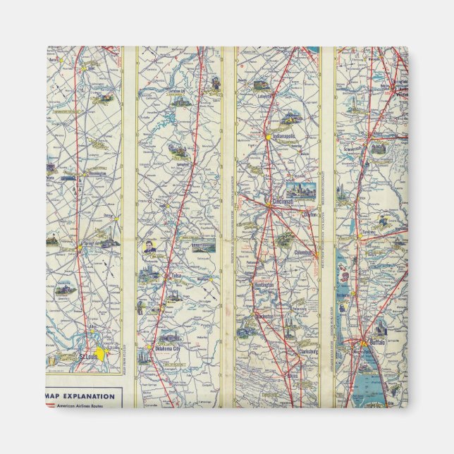 Verso American Airlines Systemkarte Magnet (Vorne)