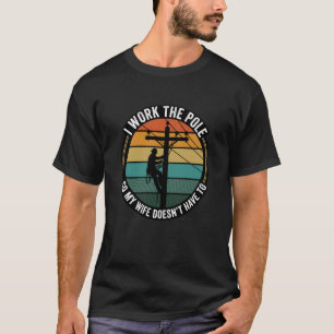 Versorgungsarbeiter Retro Sonnenuntergang, Ich Arb T-Shirt