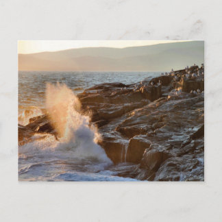 'Verspätete Abend Sun and Surf at Schoodic Point' Postkarte