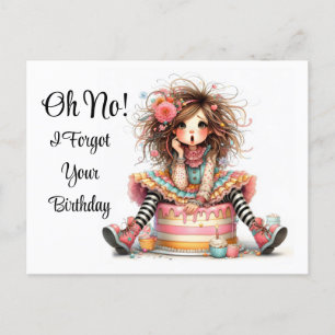 Verspätete Geburtstagskarte Postkarte