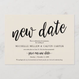 Verspätete Hochzeit, neues Datum, Creme, Bekanntga Einladung