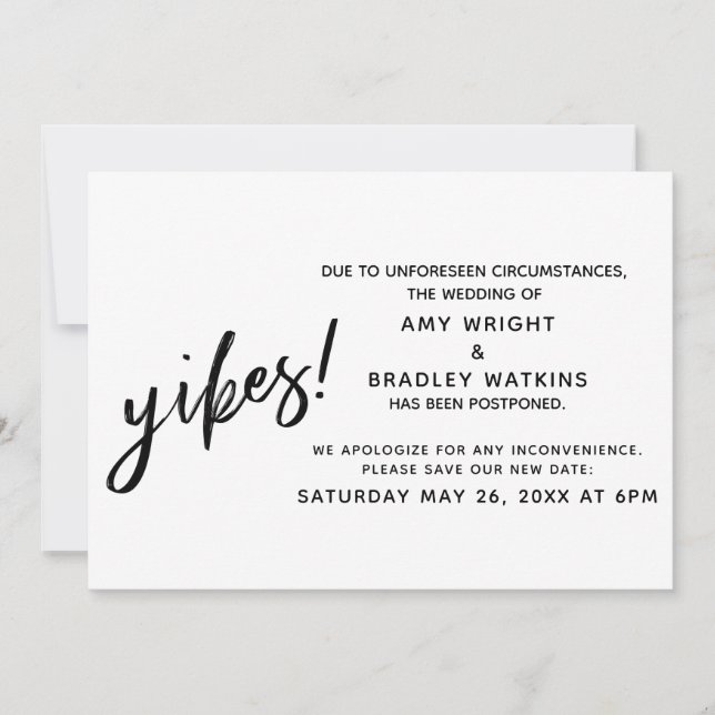 Verspätete Hochzeit Spaß Announcement Yikes! Einladung (Vorderseite)