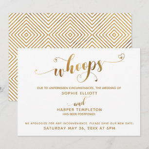 Verspätete Hochzeit "Whoops" Gold hört Skript Einladung