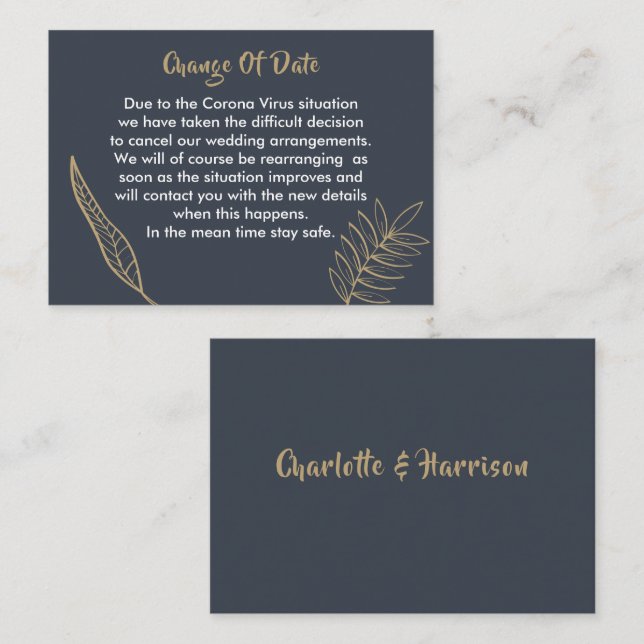 Verspätete Hochzeitänderung Begleitkarte (Vorne/Hinten)