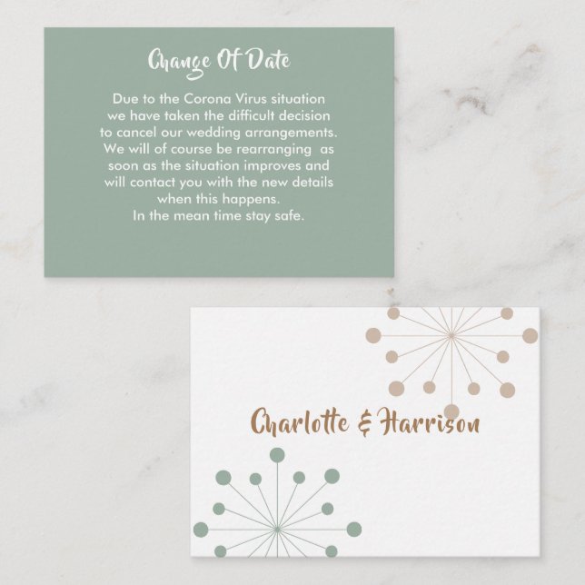 Verspätete Hochzeitänderung Begleitkarte (Vorne/Hinten)