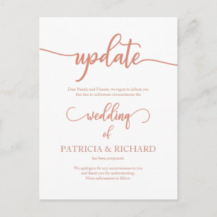 Verspätete Hochzeitdatum Ankündigung Rose Gold Postkarte