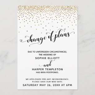 Verspätete Pläne für HochzeitGold Confetti Einladung