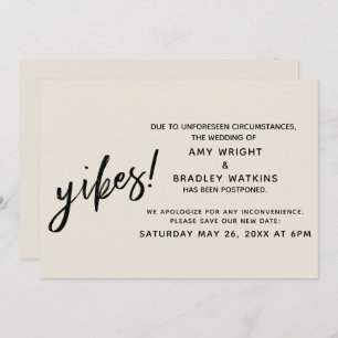 Verspätete Spaß Yikes für Hochzeiten! Cremeankündi Einladung