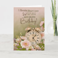 Verspäteter Geburtstagsblumen-Gruß Vintage-Uhr