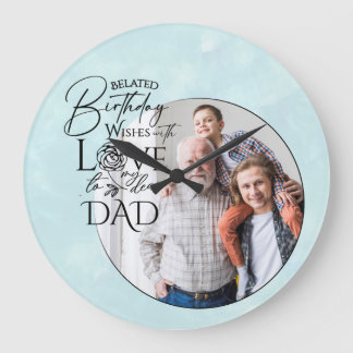 Verspätetes Geburtstags-Kalligrafie-Foto-Design fü Große Wanduhr
