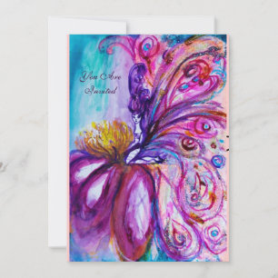 VERSPIELT SÜßE BLUMENFEE IN ROSA,GOLDSCHIMMER EINLADUNG