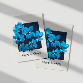 Verspielte blaue Aquarell-Blumen-Geburtstagskarte Karte