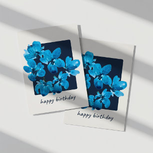 Verspielte blaue Aquarell-Blumen-Geburtstagskarte Karte