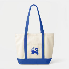 Verspielte blaue Katzen-Leinwand-Tasche – CozyBun Tragetasche