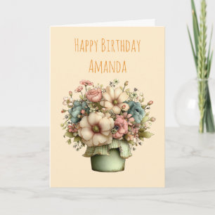 Verspielte Blumen im Pflanzkübel Süßer Geburtstag Karte