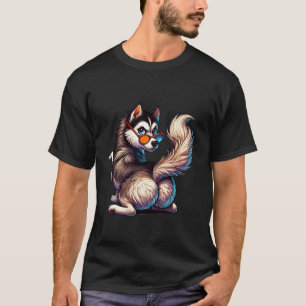 Verspielte Cartoon-Sibirian-Husky-Hund-Illustratio T-Shirt