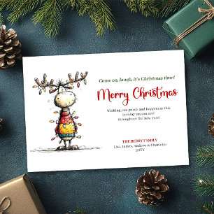 Verspielte eigenwillige Rentier-Weihnachtsfeier-Ka Feiertagskarte
