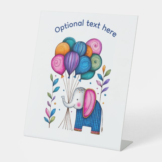 VERSPIELTE ELEFANTENBALLONS SOCKELSCHILD (Vorderseite)