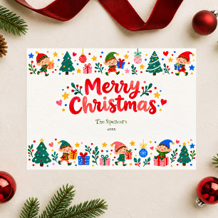 Verspielte Elf-Weihnachtskarte Feiertagskarte