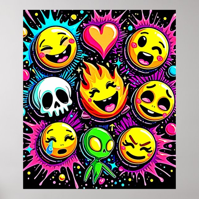 Verspielte Emoji-Explosion Poster (Vorne)